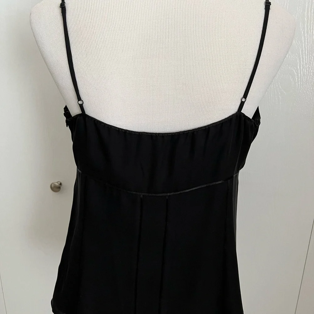 Express Design Studio Silk Chiffon Camisole Top Sz L Black Lined Side Zip - Picture 5 of 9